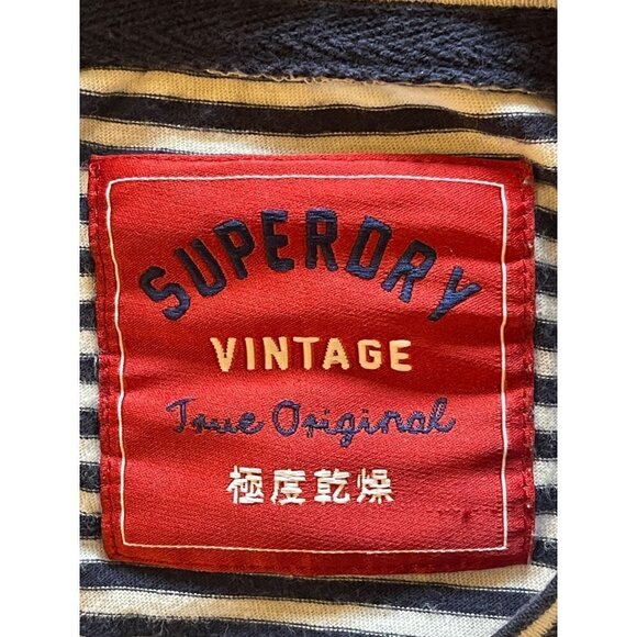 Superdry Blue and White Striped Crew Neck Rope Lettering Short Sleeve Tee Size 8 - Picture 9 of 12